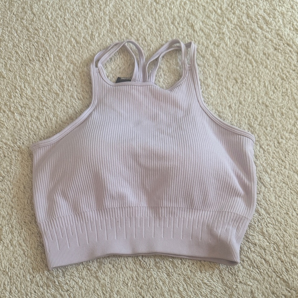 Bo+TeeLilac Ribbed Crop Top